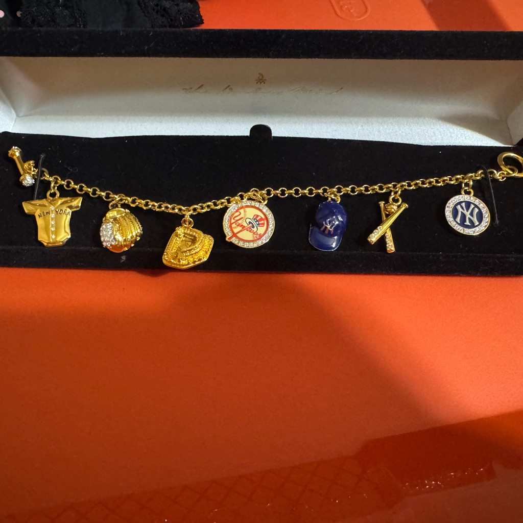 Danbury Mint Gold And Blue Charm Bracelet 60$